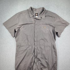 Dickies Coveralls Mens 3XL Gray Short Sleeve Full Zip Snap Button Jumpsuit Work