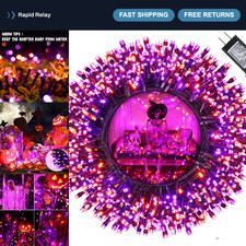 Orange and Purple Halloween Lights, 114ft 300 LED Halloween String Lights