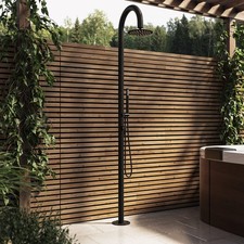 Black Thermostatic Outdoor Shower with Pencil Hand Shower 2 Outlets - Fij FIJIMB