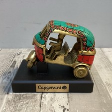 Handmade Brass Auto Rickshaw Passenger Tempo Model Tuk Tuk Statue