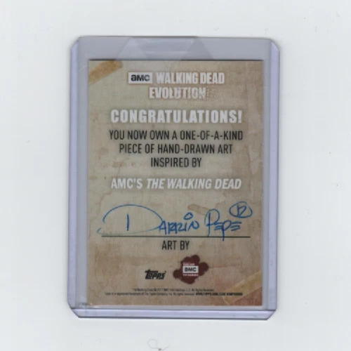 WALKING DEAD EVOLUTION WALKER SKETCH CARD BY ACCLAIMED ARTIST DARRIN PEPE  1/1! - Image 2 of 2