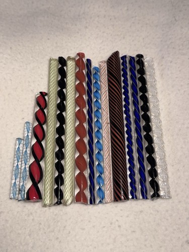 15 Glass Canes Glass Blowing Supplies Jewelry Art Mosaic Double Helix Twisted