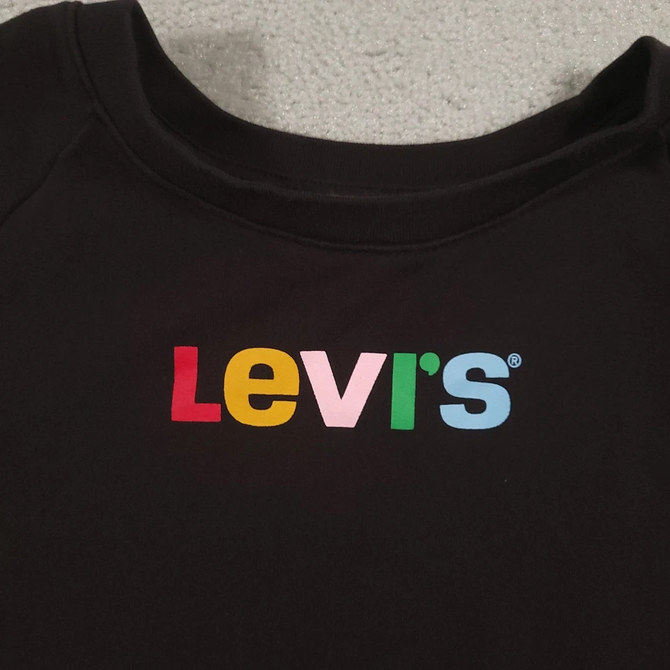 Sudadera Levi's para mujer 1X negra cuello redondo talla grande multicolor logotipo raglán Foto 3 de 4
