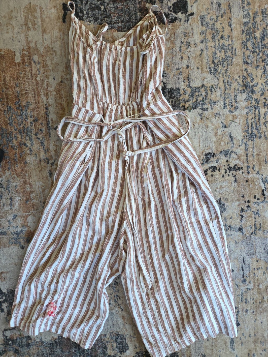 Universal Thread Brown White Striped Jumpsuit Wid… - image 4