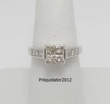 1CT Natural Princess Diamond Engagement Anniversary Wedding Ring 14K White Gold