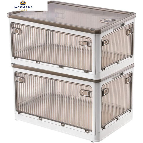 Creahaus 2Pack Storage Boxes with Lids, 28L Stackable Bins for White