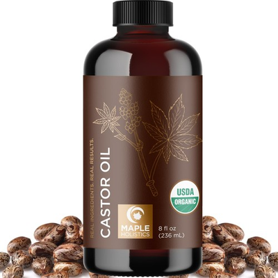 #ad Organic castor oil in a glass bottle 100% pure organic cold pressed unrefin $14.99