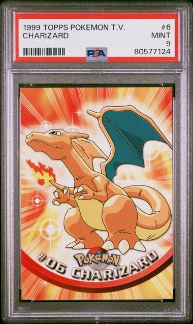 1999 Topps Pokemon TV Charizard #06 PSA 9 Mint #6 Black Topps Logo Base Card