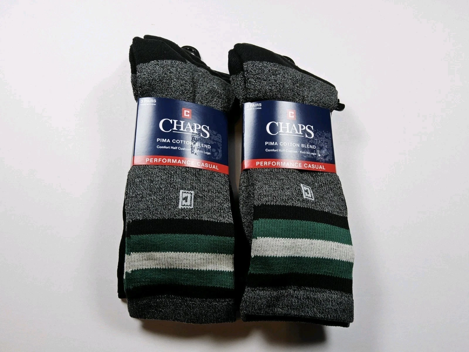 Chaps Pima Cotton Blend Performance Casual Socks 6 Pairs Size 10-13