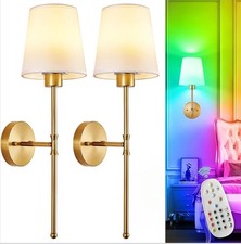 New Set Of 2 Battery Operated Wall Sconce Wireless Wall Lights with Remote