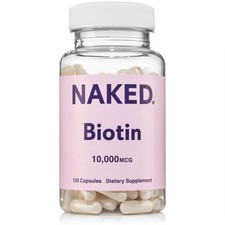 NAKED Biotin 10,000mcg - Max Strength Vitamin B7 120 Count Pack of 1 