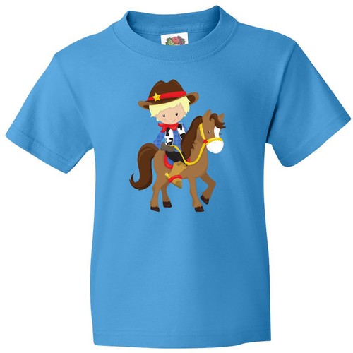 Inktastic Cowboy, Sheriff, Horse, Western, Blond Hair Youth T-Shirt Cute Boy Hat