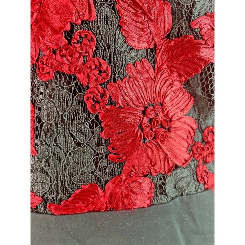 Express Women's Ss Small Lace Bodysuit Black Red Floral Embroidered Long Sleeve - Picture 6 of 16