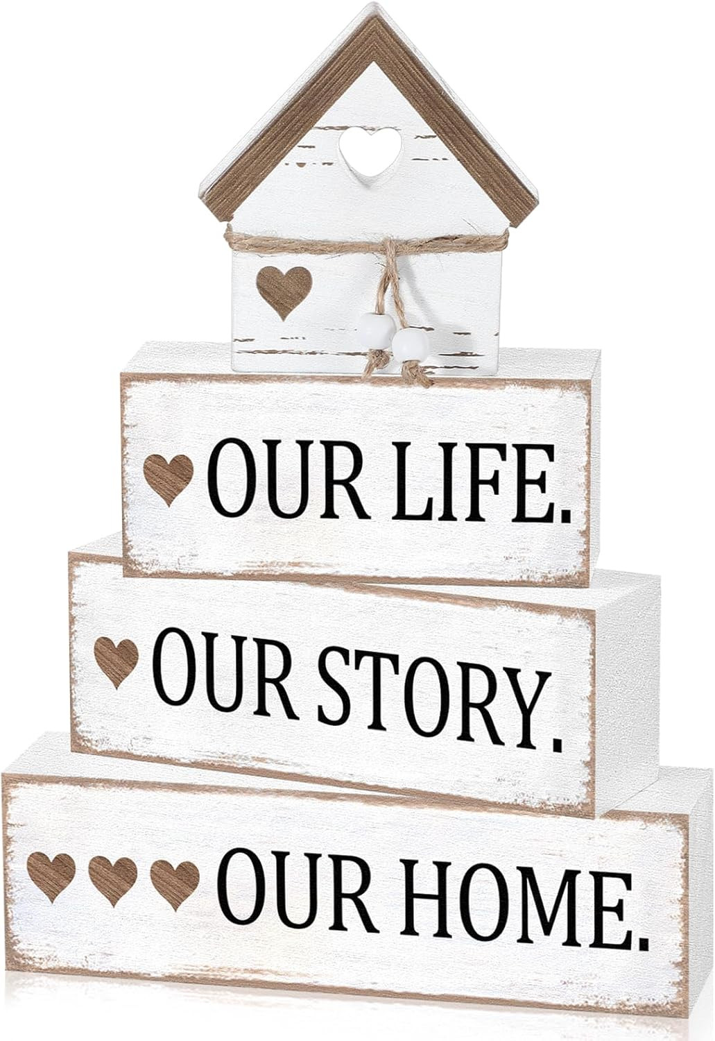 Farmhouse Wooden Tabletop Decor Home Tiered Tray Decor Rustic Distressed Our Lif