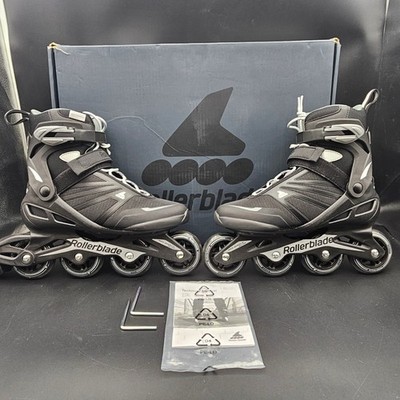 Rollerblade Zetrablade Mens Size 8 Inline Skates Black Silver 80mm Wheels