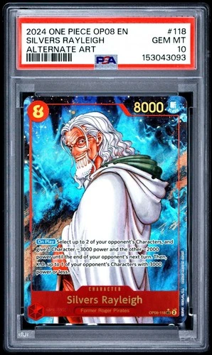 One Piece Silvers Rayleigh Alternate Art OP08-118 PSA 10 Gem Mint