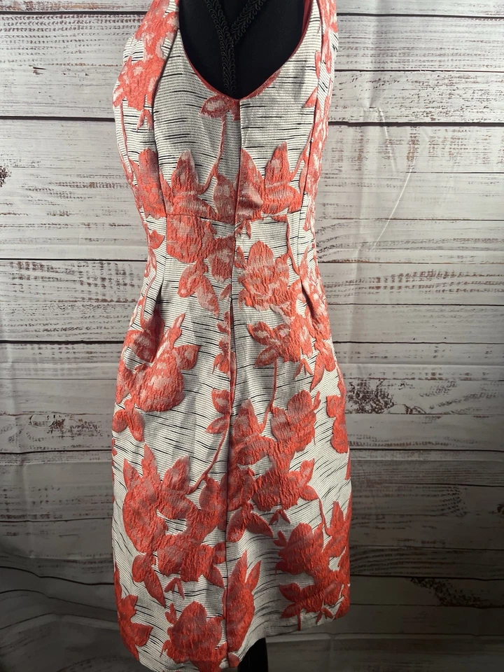 Donna Ricco New York  Mini Dress Women’s 4 Floral Red Stripes Sleeveless - Image 4 of 4