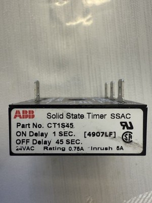 ABB SSAC CT1S45 Solid State Timer 24VAC Delay Module ON 1s / OFF 45s