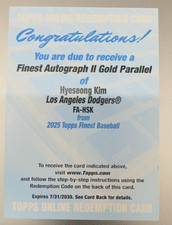 2025 Topps Finest Auto Gold Hyeseong Kim #/50 Redemption Los Angeles Dodgers RC