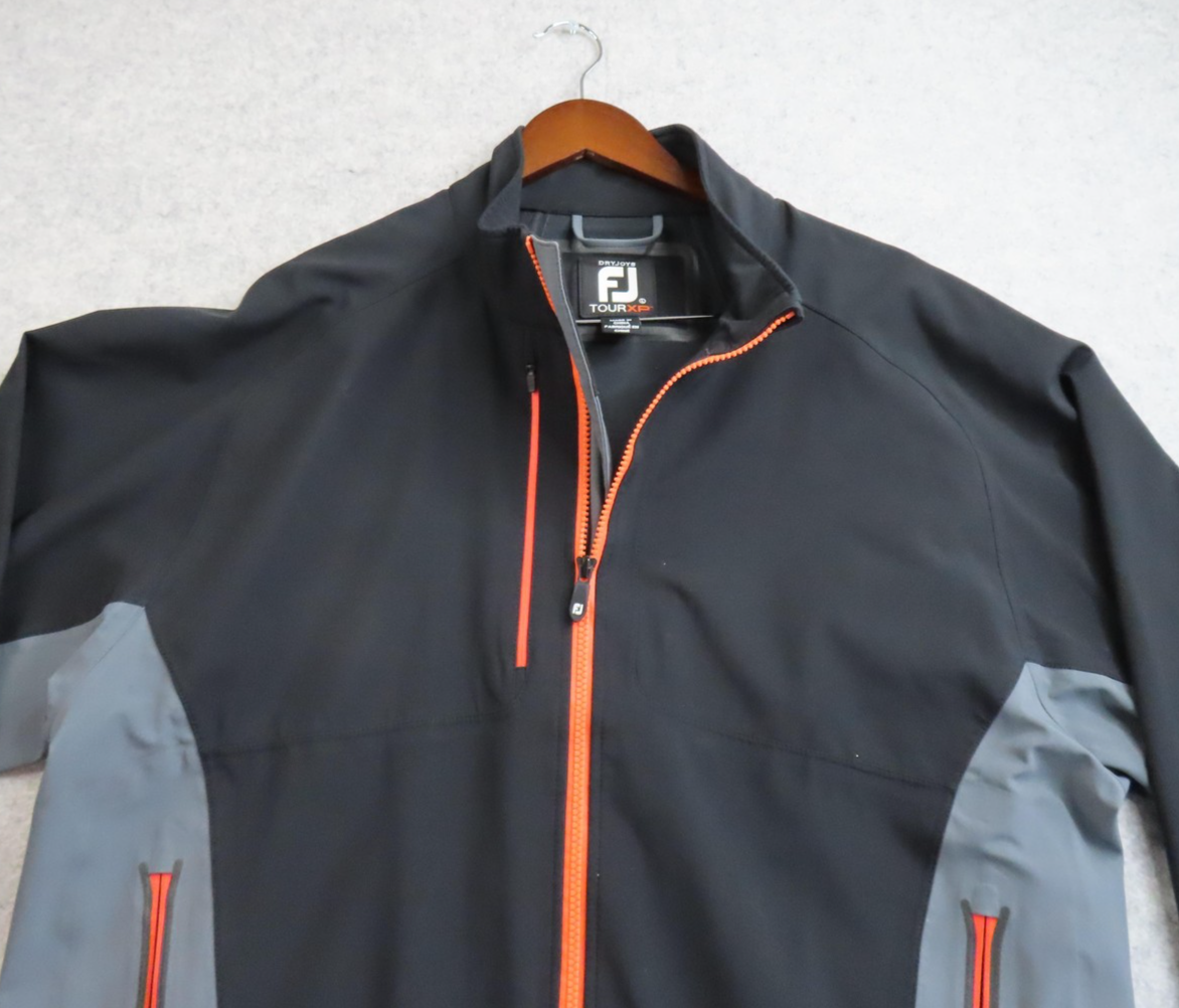 FootJoy DryJoys Tour XP Jacket Mens Large Black Gray Full Zip Golf