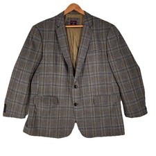 UNTUCKit Blazer Jacket Mens 48R Gray Blue Tan 100 Wool Two Button Lined Pockets