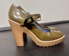 Vintage Marc Jacobs Black Platform Mary Jane Pumps Duck Green  Rubber Heels
