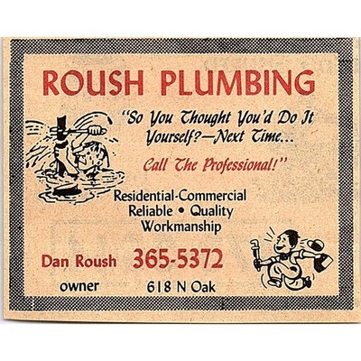 Roush Plumbing Residential-Commercial Dan Roush KS 1982 Iola KS Ad SAG8-S2
