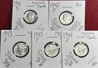 Mercury Dime Lot - AU - 1941-S 1942-45 Silver Dimes Luster Gem Collection