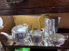 1947 Picquot Ware Tea Set By John Souter. Magnailium & Sycamore. Excellent. 