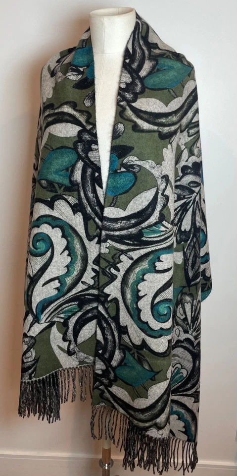 Nordstrom 80" x 27" Grande Bufanda Oblonga Cachemira Gráfico Estampado Floral Flecos O/S Foto 4 de 4
