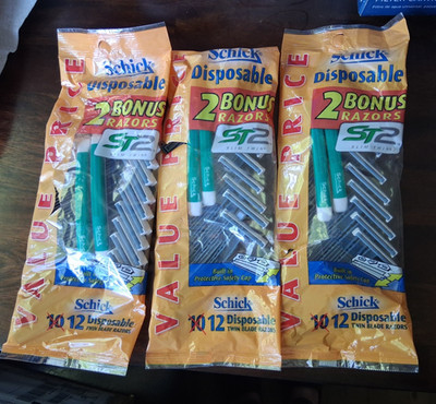 Lot of 10 Schick Disposable Razors ST2 Slim Twin 12 Pack NOS 120 Total