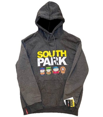 SOUTH PARK NWT Hoodie Sz L Members Only 2-Sided Graphic Charcoal Gray Sweatshirt