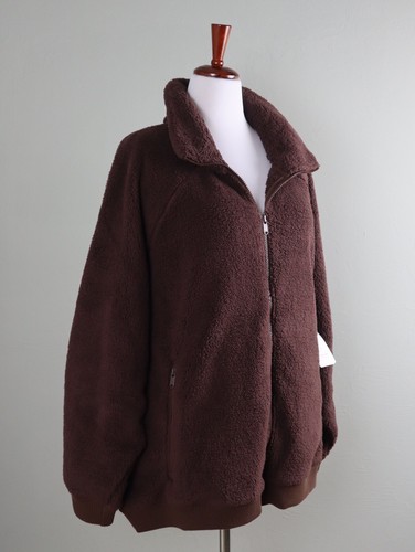 ATHLETA NWT $129 Brown Tugga II Super Soft Casual Teddy Jacket Top Size 3X - Picture 2 of 6