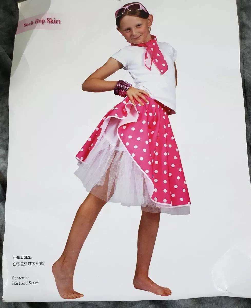 Sock Hop Child s Costume One Size Fits Most Adjustable Skirt With Scarf