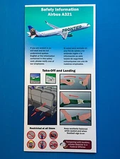 FRONTIER AIRLINES SAFETY CARD--AIRBUS 321-- OCT 2015