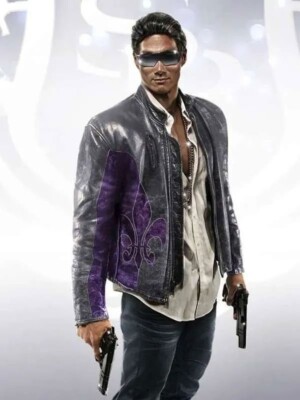 Saints Gray Leather Gangster Johnny Gat Jacket - Street Mob Enforcer Outerwear