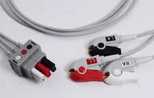 GE-Datex Ohmeda  ECG Leadwires 3 Leads AHA Clip Pinch Compatible