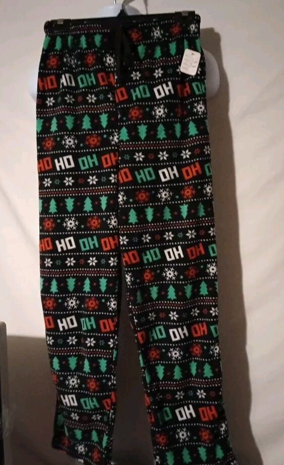 Unisex Christmas Ho Ho Ho Fleece Pajamas Pants Small