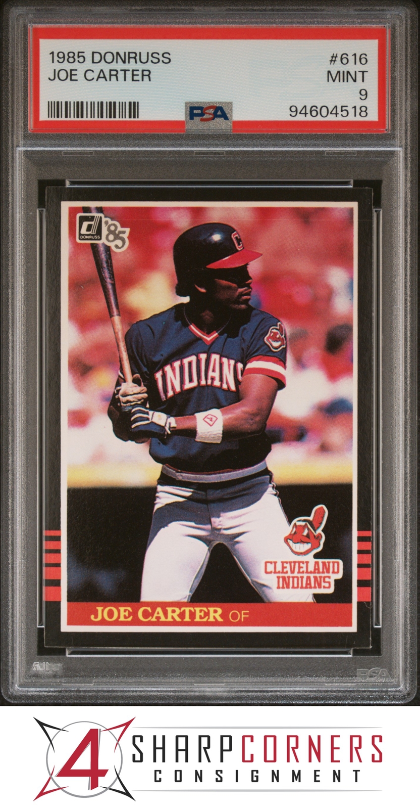 1985 DONRUSS #616 JOE CARTER INDIANS PSA 9
