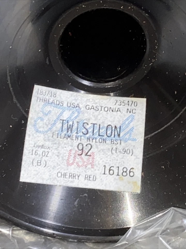 (2) NEW 16oz Spool Cherry Red TWISTLON #92 Filament Nylon Sewing Thread T-90 - Image 3 of 3