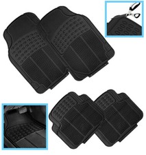 4PCS HEAVY DUTY UNIVERSAL BLACK RUBBER CAR MAT SET NON SLIP VAN MATS