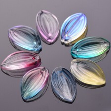 10pcs Leaf Petal Shape 21x12mm Loose Lampwork Glass Pendants Beads Lot
