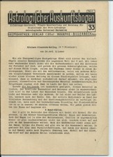 Astrologischer Auskunftsbogen Nr.33 Kleines Fixstern Kolleg
