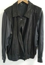 Women’s European Vintage Black Leather Jacket Textured Accents German Sz38/us 6