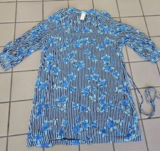 NWT Women's Size XXL Draper James RSVP Vneck Smocked Sleeve Dress Floral Stripes