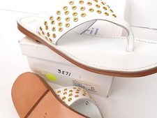 GORGEOUS ITALIAN NWB EXPENSIVE 248 WHITE SANDALS GOLD METAL WORK 10 10 1/2 M