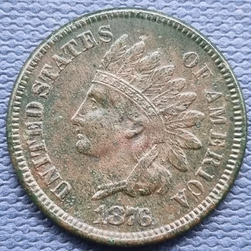 1876 Indian Head Cent 1c Higher Grade AU Details #84096