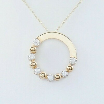 #4 14Kt Yellow Gold Diamond Circle Pendant 