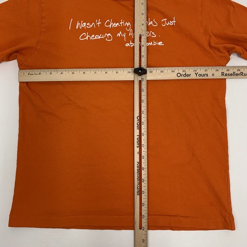 Abercrombie Kids Boy's Tee T-Shirt Orange “I Wasn’t Cheating” Youth Sz XL Short - Picture 8 of 8