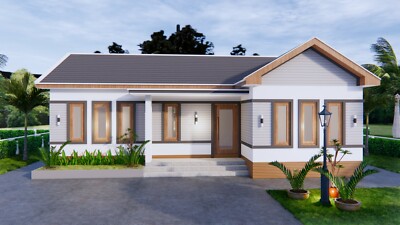 Luxury House Plans 12x8 Meters 40x26 Feet 3 Beds 2 Baths PDF & (A4 Hard Copy)